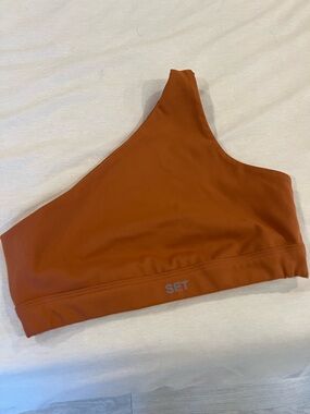 SET Active One-Shoulder Sports Bra — Rust Orange